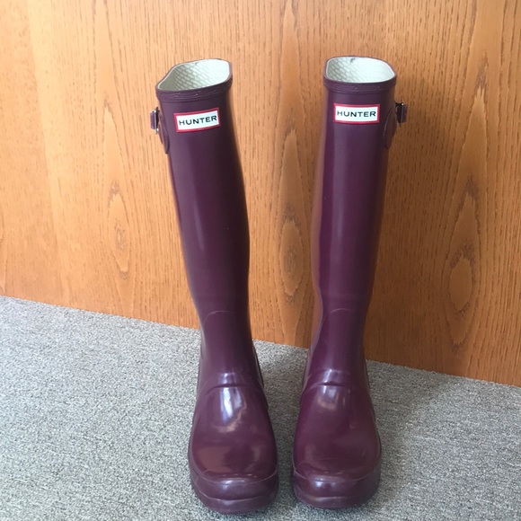 HUNTER BOOTS ORIGINAL TALL GLOSS PURPLE size 8 - Picture 2 of 8